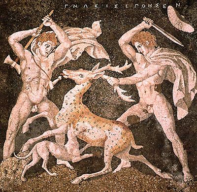 История Мозаики Античности. Пелла. Дом похищения Елены. Охота на оленя